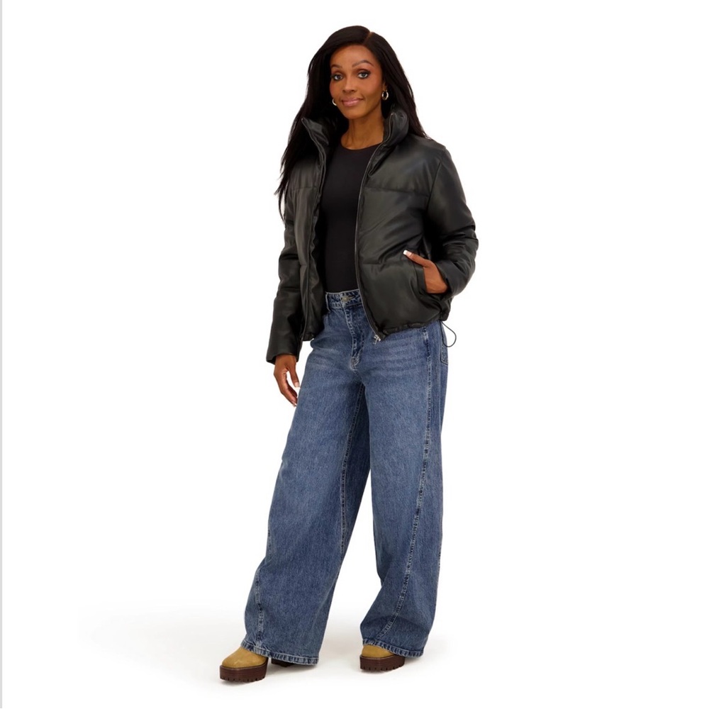 Juniors' Madden Girl Faux Leather Puffer Jacket